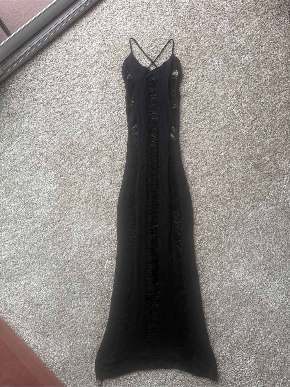 Nasty Gal Black Distressed Knit Body-con Maxi